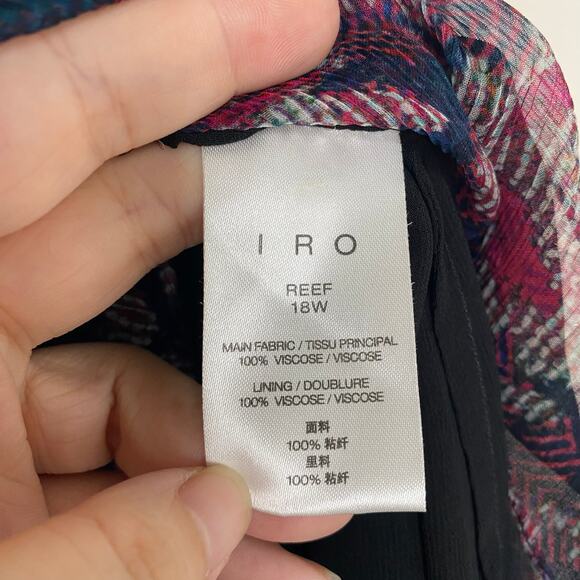 IRO Abstract Reef Asymmetric Tiered Printed Crepon Skirt in Midnight Blue FR 36 - Picture 5 of 12